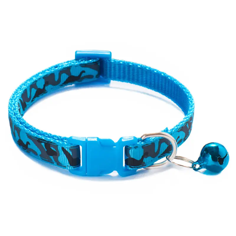 Camouflage Cat and Dog Collar with Bell - Pink and Blue