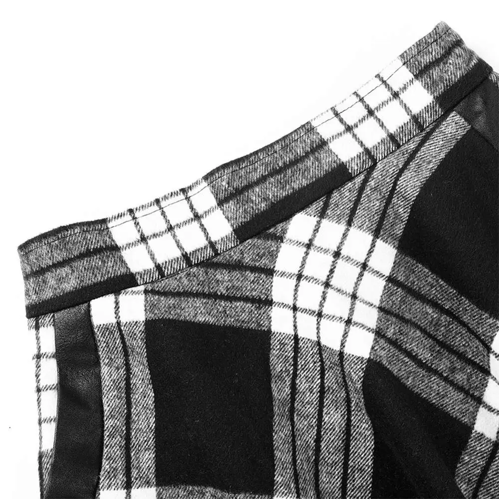 High Waist A Line Women Long Skirt Plus Size 4XL England Plaid Woolen Ladies Skirts Woolen Pleated Tartan Female Bottom
