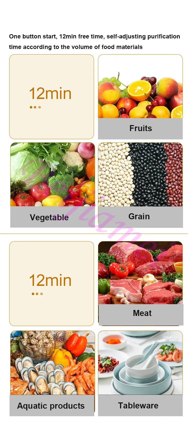 Home Food Material Meat Sterilizer Purifier 8L Electric Vegetable Fruit Washing Cleaner Washer Machine 6