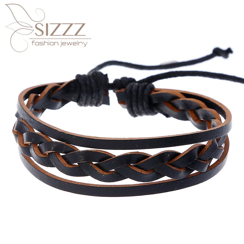 2019 новые ювелирные изделия винтажный плетеный кожаный простой браслет в