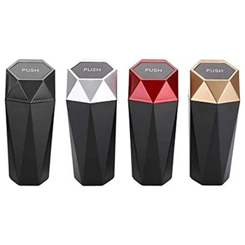 

Car Trash Can, Trash Can with Lid, Diamond Design, Leak-Proof Car Trash Can, Mini Trash Can,2Pcs