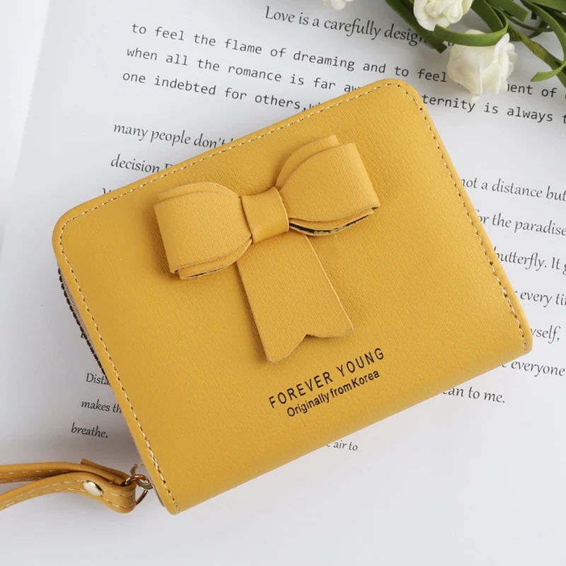 2021 Leather Women Wallet Hasp Bowknot Coin Pocket Purse Women Wallets Cards Holders Luxury Brand Wallets Designer Purse