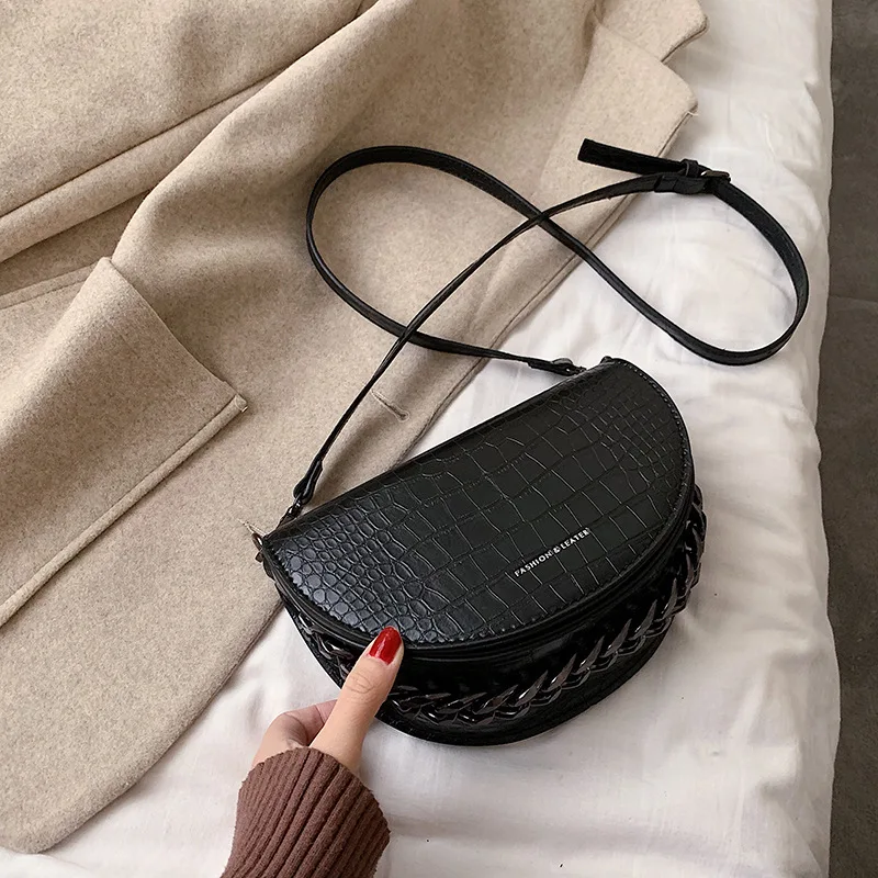 

Autumn And Winter Textured Vintage Bag Women's 2020 Popular New Style Fashion Chain Portable Shoulder Bag Shoulder Saddle Bag