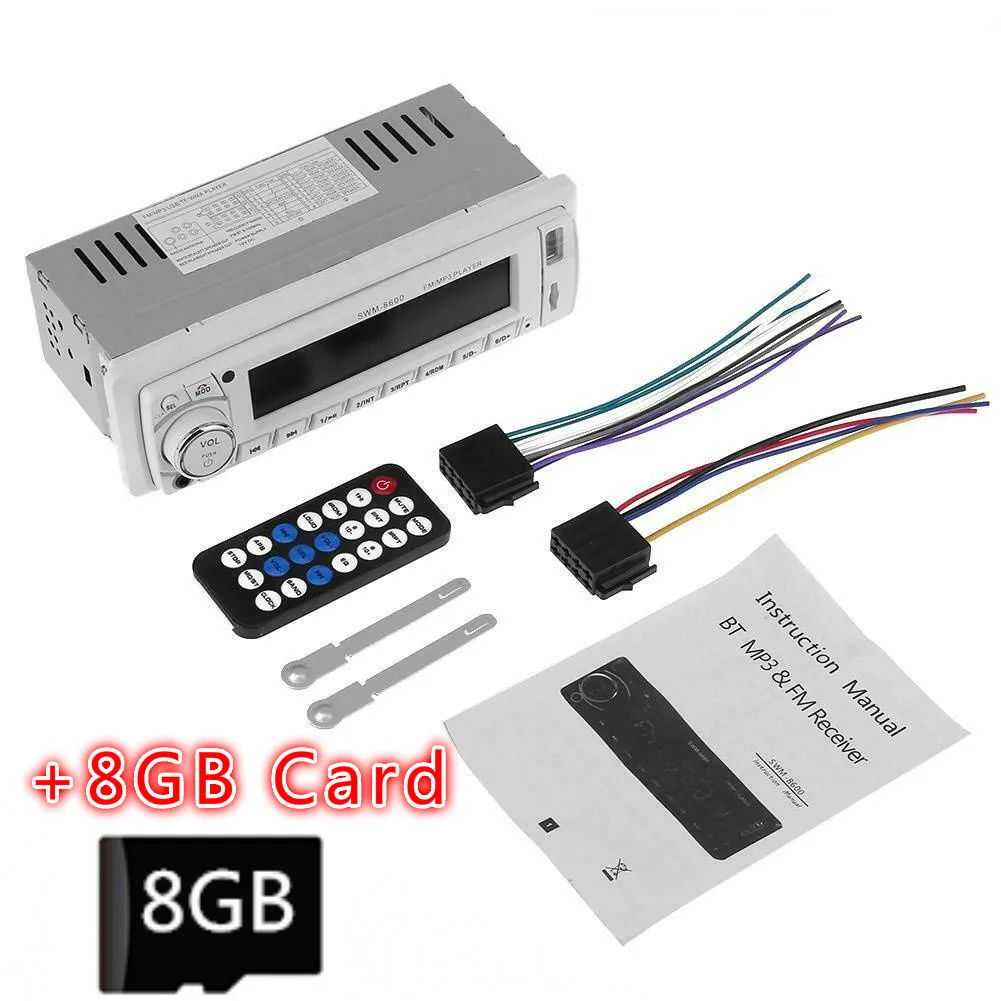 with 8GB card SWM-8600 ЖК-экран Автомобильный MP3-плеер Стерео аудио Bluetooth Вызов вставная карта USB флэш-диск все-в-на радио пульт дистанционного управления - Цвет: with 8GB card