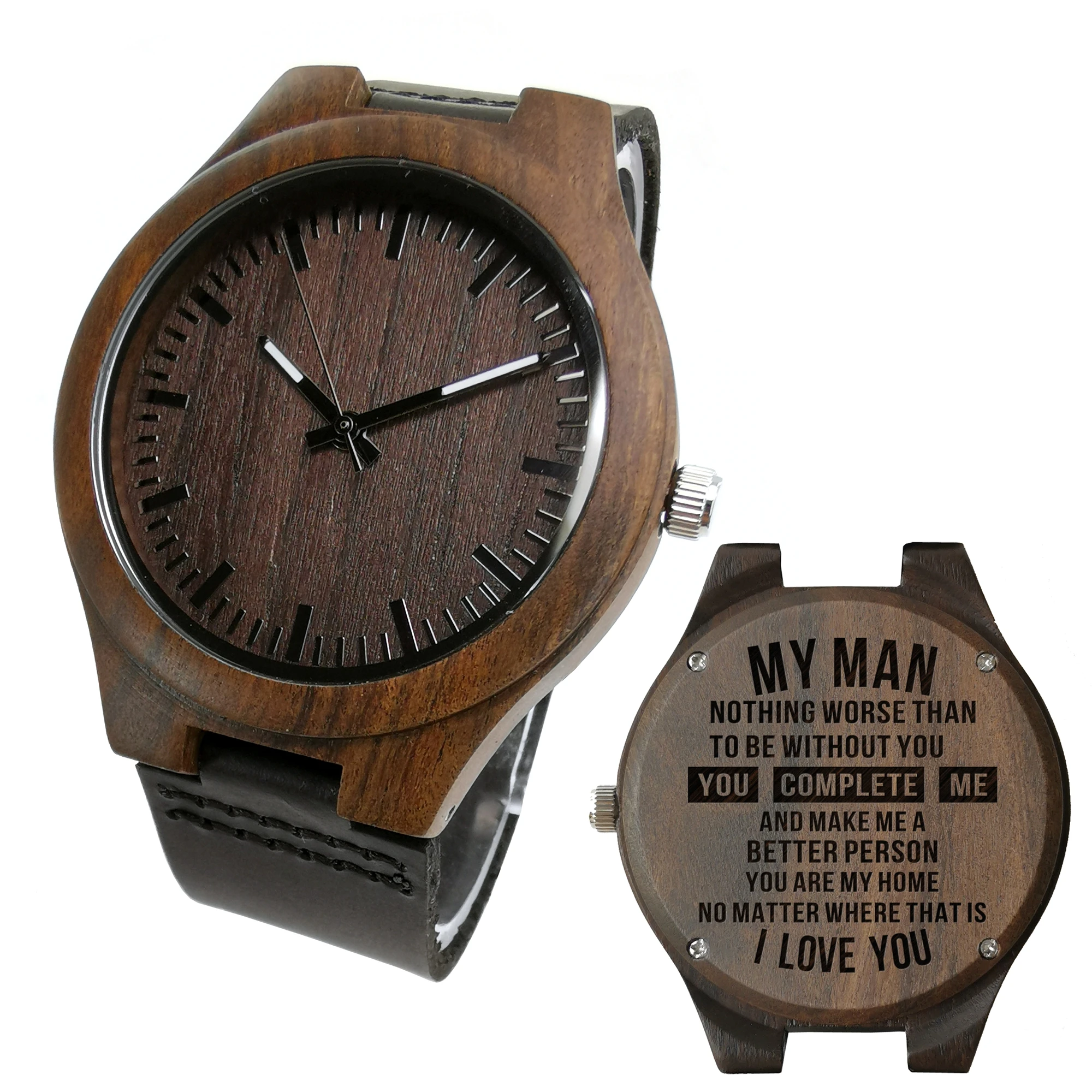 Engraved wooden watch for men and women, anniversary gift for boyfriend and my man,my son,my wife ,my husband,my love, or a gift