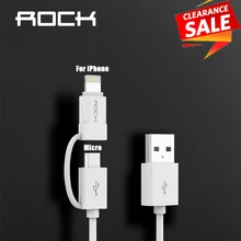 ROCK 2 в 1 USB кабель для iPhone 8 7 6 6S Plus X Xs Max Быстрая зарядка Micro USB кабель для samsung Xiaomi кабель для мобильного телефона