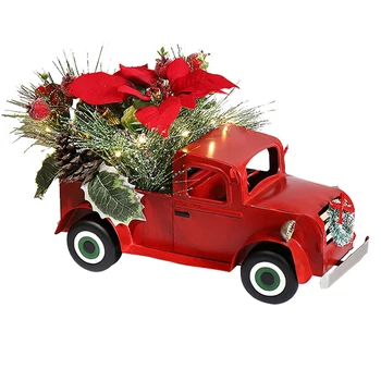 

Iron Classic Red Truck Car Model Decoration Ornament Festival Home Decor
