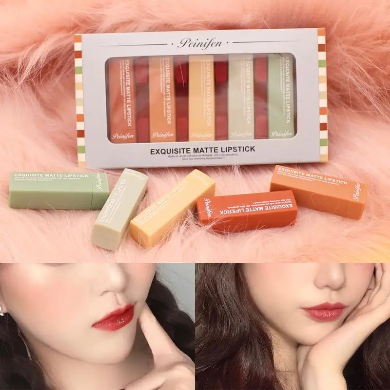 Conjunto à Prova Vendas Quentes Cores Dwaterproof Água Duradoura Batom Nude Fosco Gloss Bálsamo Sexy Vermelho Matiz Feminino Maquiagem Presente 5 –