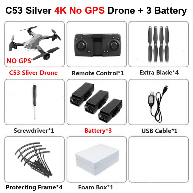 C53 4K S 3B C53 складной Профессиональный Дрон с двойной камерой 4K 5G gps WiFi FPV оптический поток RC вертолет Квадрокоптер детские игрушки SG907 E520S - Цвет: C53 4K S 3B