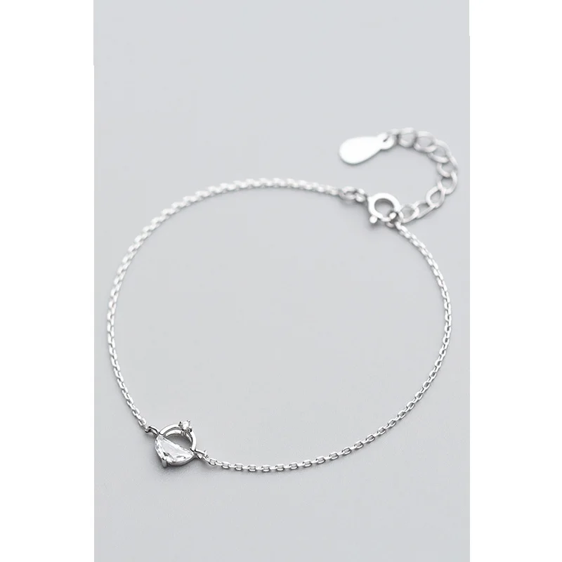 

La MaxZa Bracelets For Women 925 Sterling Silver Bracelet Trendy Crystal Round Fashion Jewelry Womens Accessories Simple