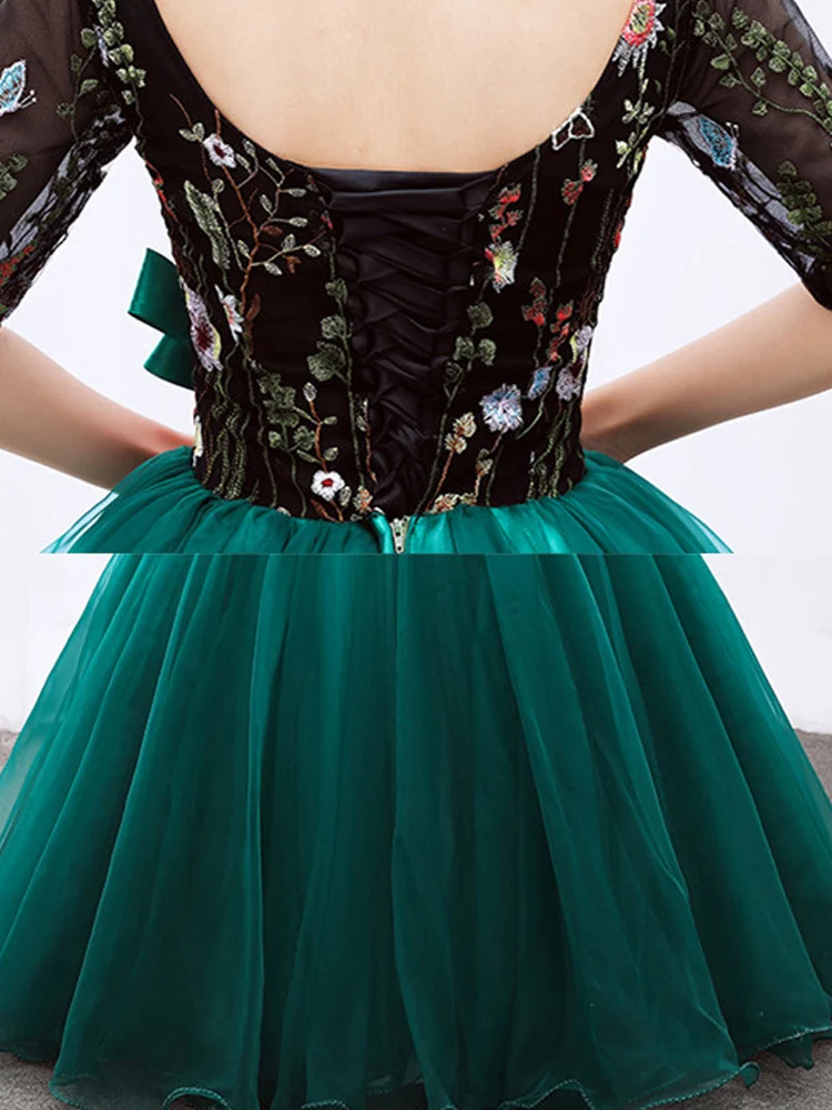 Это Yiya свадебное платье Элегантные зеленые цветы вышитые свадебные платья o-образным вырезом Половина рукава плюс размер халат De Mariee CH089