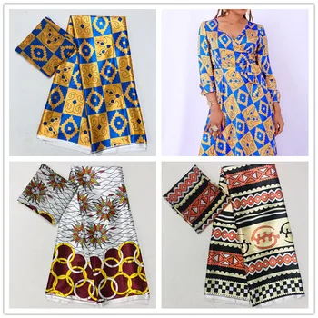 

Satin silk fabric new wax print fabric 4+2yards african fabric wholesale nigerian ankara prints 2020 for fashion clothes B27-12
