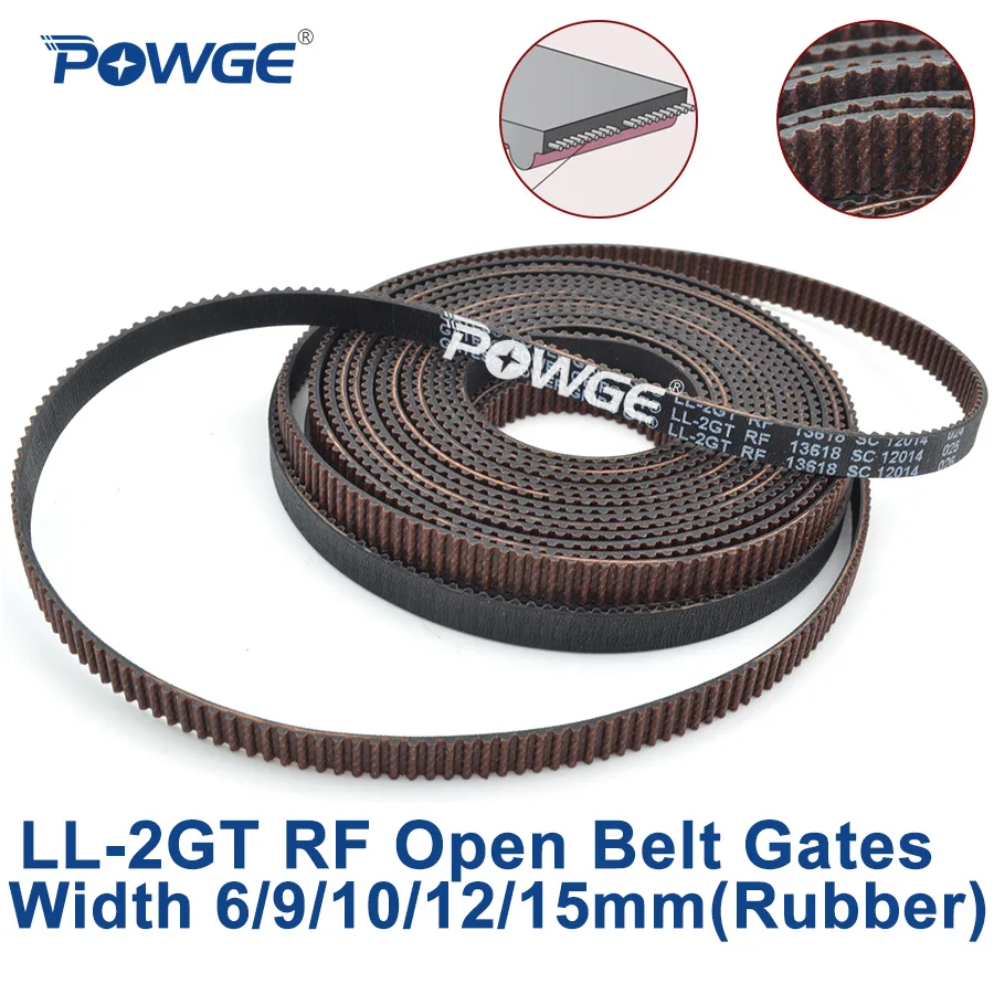 POWGE-LL-2GT GT2 RF 2GT, correa de distribución síncrona abierta, ancho de 6/9/10/12/15mm, goma, baja vibración, para impresora 3D VORON