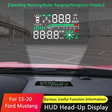 Qhcp carro hud seguro drive display refkecting brisa cabeça up display tela projetor etiqueta apto para ford mustang 2015-2019