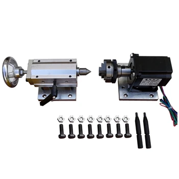 

50MM 3 Jaw Chuck Mini Rotary A 4th Axis Tailstock for CNC Router Engraver Milling Machine 4 axis kit