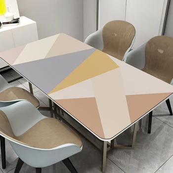 

[Leather Table Mat] Geometric TV Cabinet Dining Table Cushion Tea Table Tablecloth Waterproof Oil-Proof Heat Resistant PVC