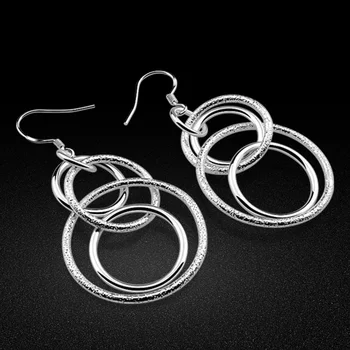 

Romantic 2020 Fashion New Earrings For women Elegant Solid 925 Sterling Silver Geometry Scrub Earring jewelry Holiday gifts