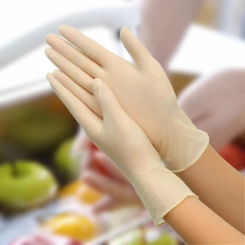 

100pcs Disposable Latex Gloves White Non-Slip Acid And Alkali Laboratory Rubber Latex Gloves Household Cleaning Products