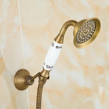 

Bathtub Faucet Dual Handle Wall Mount Ceramic Valve Hot and Cold Water Antique Brass Mixer Tap Para Bath Shower Faucets