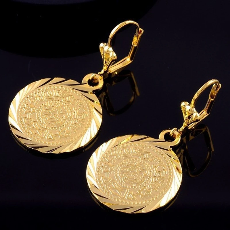 Lucky Coin Totem Drop Earrings14K Gold filled Hoop Earrings for Women for small hoop earrings