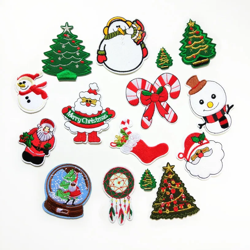 

2020 New Embroidered Santa Claus Christmas Tree Snowman Cloth Sticker DIY Clothing Accessories Patch Stickers Handmade Vacation