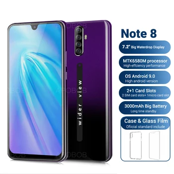 

Original New Note 8 3G Mobile Phone 7.2 inch 1GB RAM 4GB ROM MTK6580M Quad Core 5MP Android 9.0 3000mAh Dual SIM GPS Smart Phone