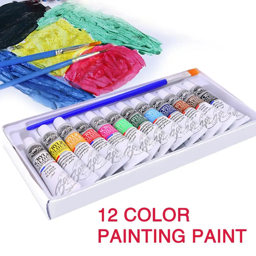 

SOLEDI 12 Colors Brush Pen Painting Pigment 6ml Color Paints Supplies Set Draw Paint Acrylic Tube