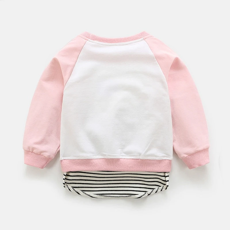 infant baby Tees Long Sleeve Cartoon Patchwork Print thinking bear T-Shirts Kids Tops Casual Blouse 6M-4T
