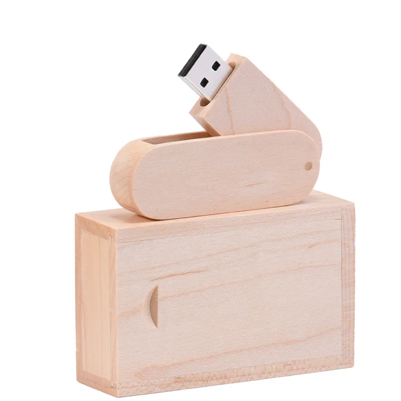 POWERONE(более 10 шт. бесплатный логотип) деревянный USB флэш-накопитель Флешка 8 ГБ 16 ГБ 32 ГБ 64 Гб вращение usb+ коробка карта памяти фотография - Цвет: maple woodWith box
