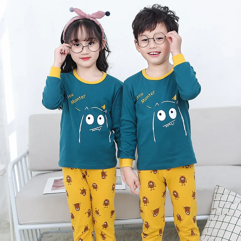 Г., осенне-зимние детские пижамные комплекты длинная Пижама с рукавами ночные трусы с рисунком панды для мальчиков и девочек+ топы, 2 предмета, пижамы для детей - Цвет: JBA-14