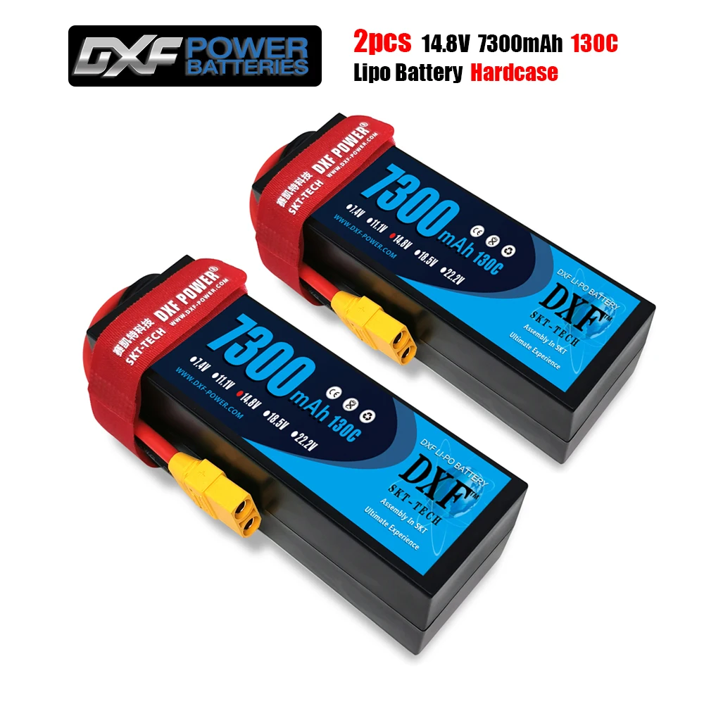 

2PCS DXF LiPo Battery 4S 14.8V 7300mah 6500mAh 5200mAh 130C 100C 50C HardCase For 1/8 1/10 RC Car Model Slash Emaxx