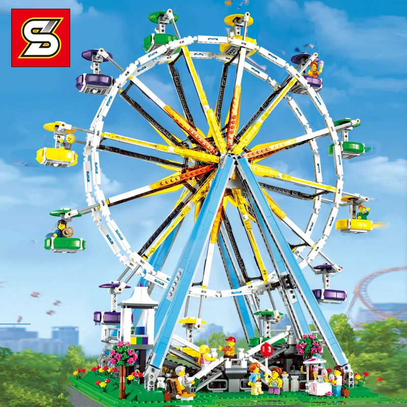 

SY 1218 City Street Ferris Wheel Creator Streetview Model Legolying Technic Building Blocks Bricks Toy Gifts for Girl Boy