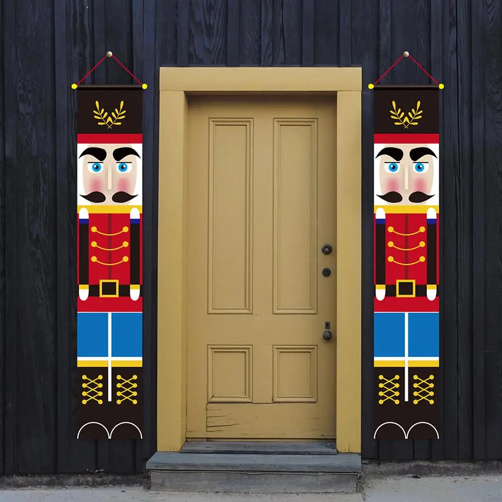 

Christmas Decorations Door Decor Soldier Model Xmas Nutcracker Banners for Front Door Indoor and Outdoor Party Decoration