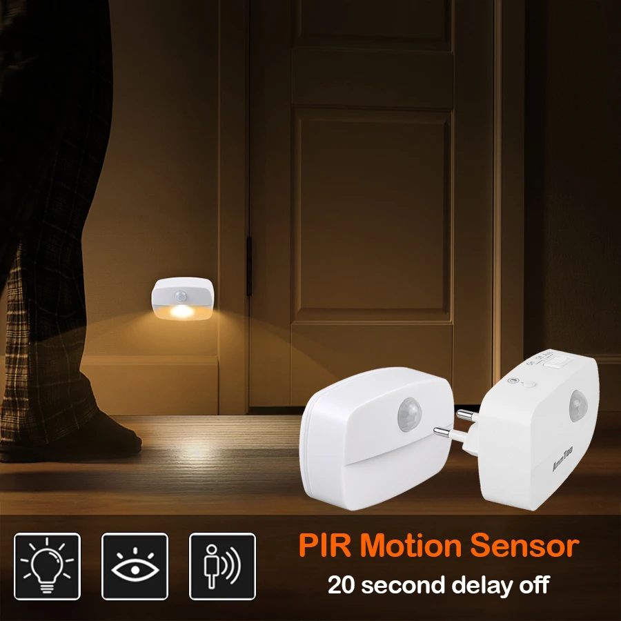 night table lamps Motion Detector Night Light Plug In Motion Sensor Light 220V Socket Lamp Battery Powered for Bedside Closet Aisle Hallway Stairs nite light