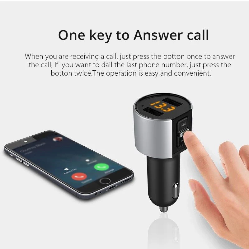 

1Pcs Car charger Parts Wireless Bluetooth FM Transmitter Radio Adapter USB Charger 87.5-108mhz 12-24V