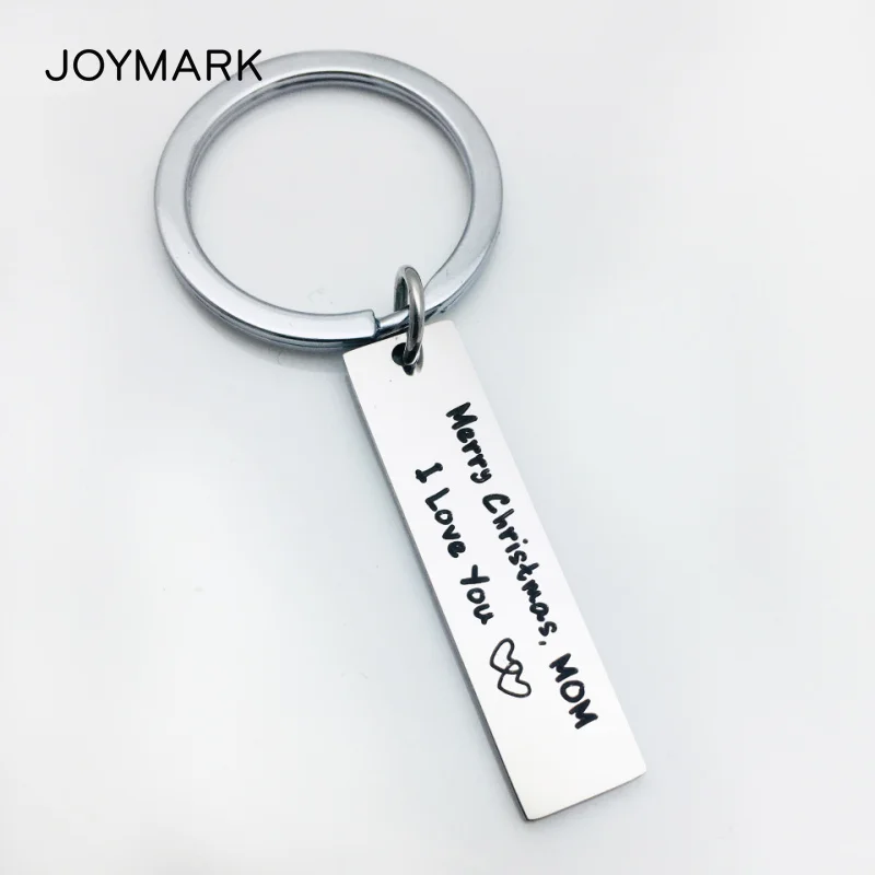

MERRY CHRISTMAS Family Series Stainless Steel Key Chain 8 Designs Rectangle Fashion Jewelry Key Rings GKC031