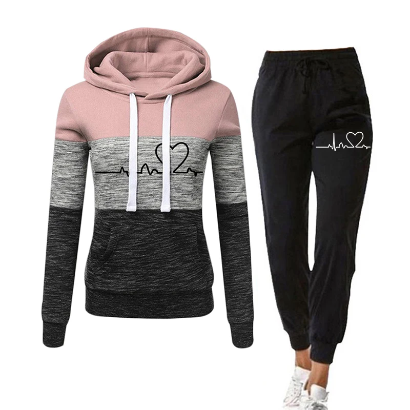 Conjunto de dos piezas para mujer, chándal informal, ropa para mujer, sudaderas, Pulover, pantalones con capucha, S-4Xl de talla grande
