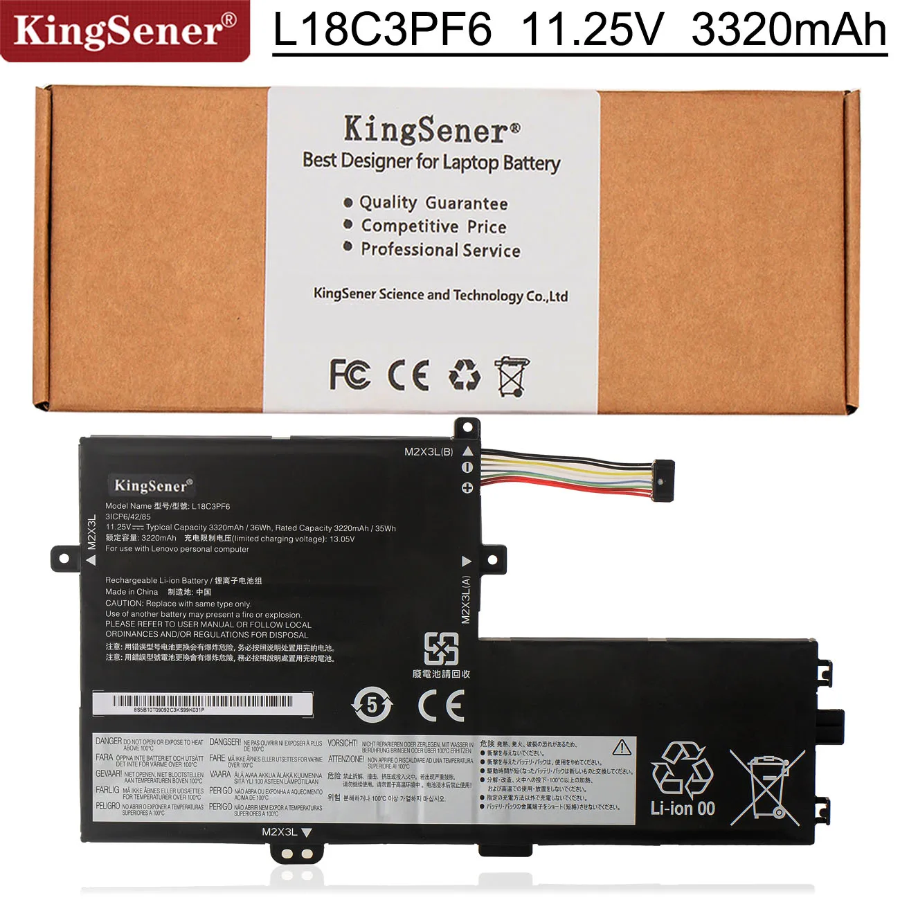 

KingSener L18C3PF6 L18L3PF3 L18C3PF7 Laptop Battery For Lenovo Ideapad S340-14 S340-15IWL Xiao Xin 14-2019 15-2019 L18M3PF6 35WH