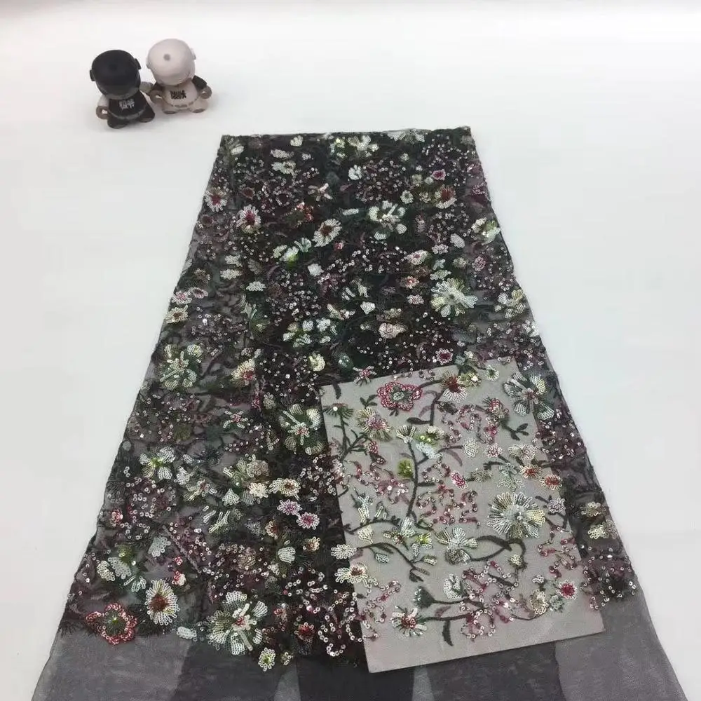 

5yards/bag 5 color embroidery sequins flower design fluorescent color fabric used in wedding dress design XX511#