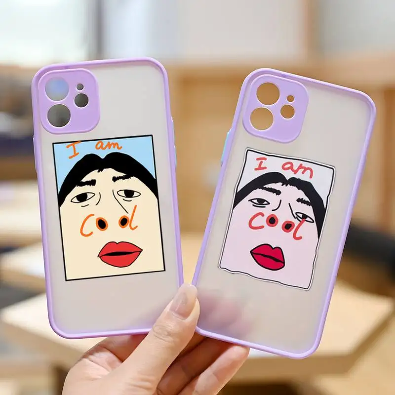 Чехол для телефона с забавным рисунком I Am Cool фиолетовый прозрачный матовый чехол