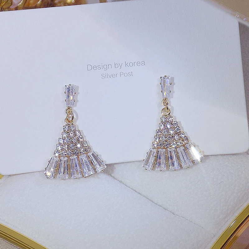 Ins Hot Sale Shining Zircon Crytal Earring Charm Hot Sale High Quality AAA Zircon Sector Sud Earrings Accessories Pendant Gift - Image 6