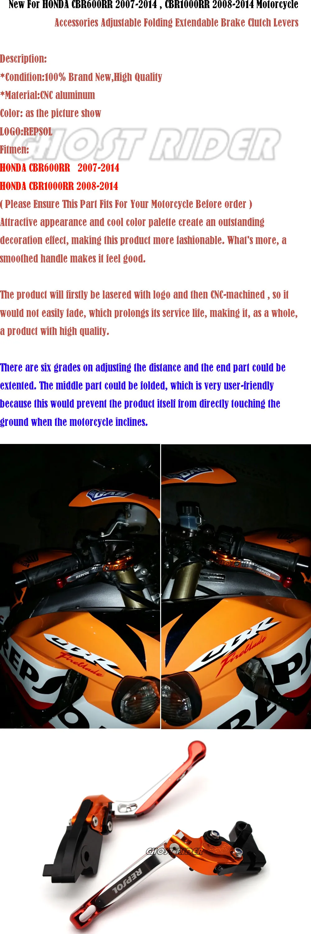 Новинка для Honda CB600F CBR600F аксессуары для мотоциклов регулируемые Складные Выдвижные Тормозные Рычаги Сцепления Логотип REPSOL