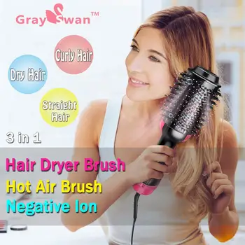 

Hair Dryer Brush and Hot Air Brush GraySwan 3 in 1 Electric One Step Hair Dryer Volumizer with Negative Ion Curling Dryer Brush