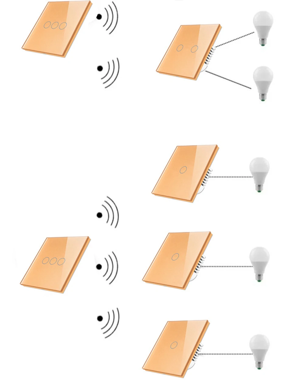 Wi-Fi, умный светильник настенный выключатель Стекло Экран прерыватель сенсорный Панель голос Управление Беспроводной для работы Alexa Google Home 1/2/3/4-Gang