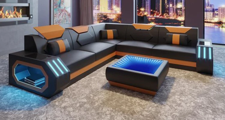 Многофункциональный диван для гостиной кожаный диван с Usb и светодиодный светильник