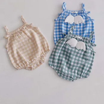 

2020 New Summer Baby Girls Boys Cotton Sleeveless Lattice Clothes Newborn Baby Girls Boys Bodysuits Toddler Lovely Jumpsuit