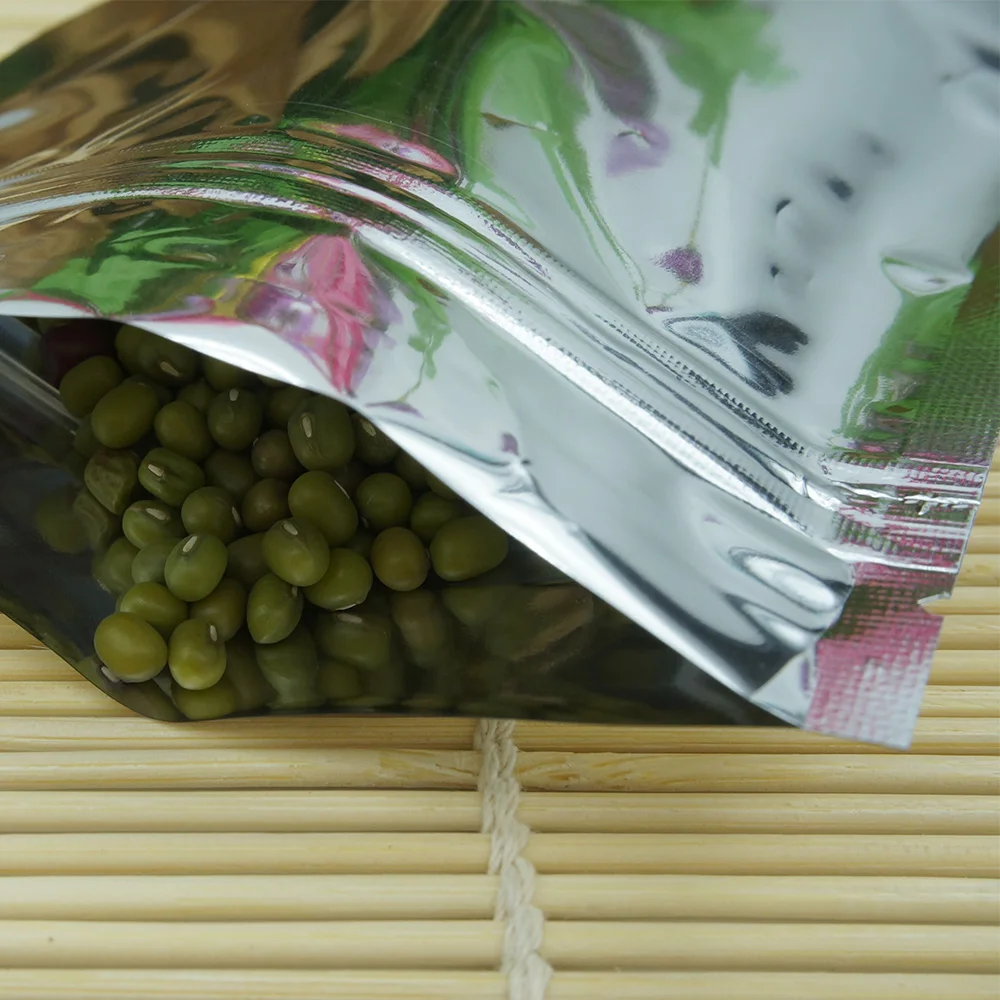 12x20cm 100pcs Silver Plating Aluminum Foil Zip Lock Bags Peanut Snack Storage Plastic Zipper Closures Pouch Food Packaging Bag 3
