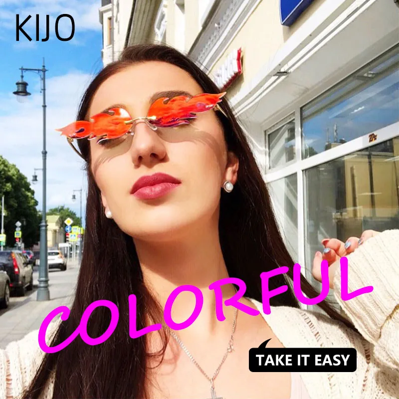 Nuovo 2021Fashion Fire Flame occhiali da sole donna uomo Rimless Wave  occhiali da sole Eyewear Luxury trend occhiali da sole stretti  Streetwear|Women's Sunglasses| - AliExpress