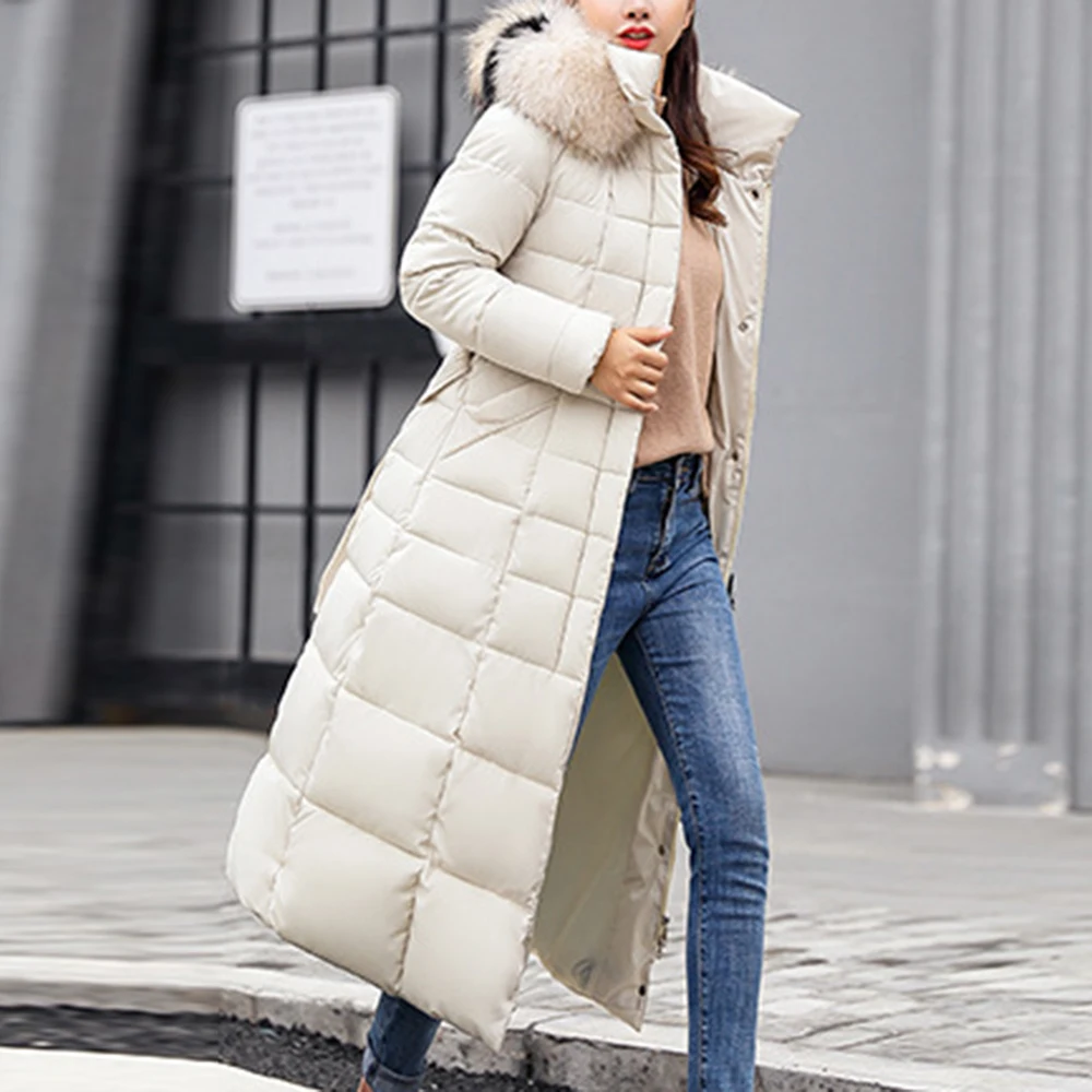 OEAK стиль Трендовое пальто для женщин зимняя куртка с хлопковой подкладкой теплое Макси-пуховое пальто женские длинные пальто парка Женская куртка