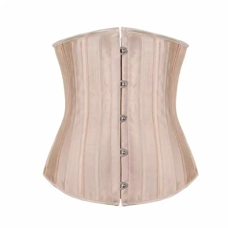 26 Bones Women Sexy Waist Trainer Corset Lace Up Satin Corsets Bustiers